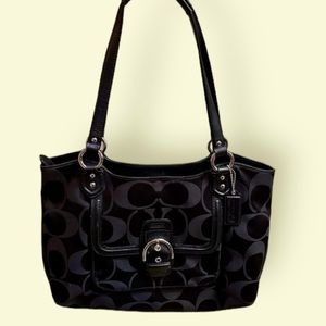 Black Signature Coach Canvas Handbag with COA